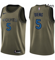 Mens Nike Minnesota Timberwolves 5 Gorgui Dieng Swingman Green Salute to Service NBA Jersey