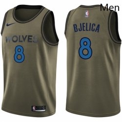 Mens Nike Minnesota Timberwolves 8 Nemanja Bjelica Swingman Green Salute to Service NBA Jersey 