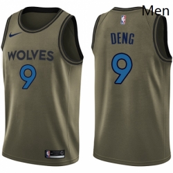 Mens Nike Minnesota Timberwolves 9 Luol Deng Swingman Green Salute to Service NBA Jersey 