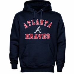 Men MLB Atlanta Braves Stitches Fastball Fleece Pullover Hoodie Navy Blue