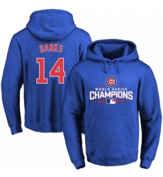 MLB Men Chicago Cubs 14 Ernie Banks Royal 2016 World Series Champions Walk Pullover Hoodie