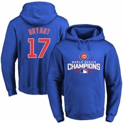 MLB Men Chicago Cubs 17 Kris Bryant Royal 2016 World Series Champions Walk Pullover Hoodie