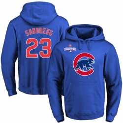 MLB Men Chicago Cubs 23 Ryne Sandberg Royal Team Color Primary Logo Pullover Hoodie