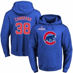 MLB Men Chicago Cubs 38 Carlos Zambrano Royal Team Color Primary Logo Pullover Hoodie