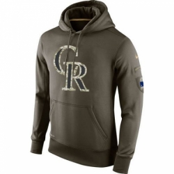 MLB Men Colorado Rockies Nike Olive Salute To Service KO Performance Hoodie