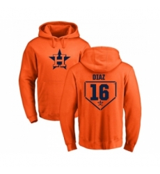 Men Baseball Houston Astros 16 Aledmys Diaz Orange RBI Pullover Hoodie