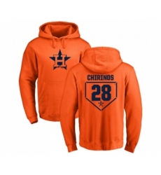 Men Baseball Houston Astros 28 Robinson Chirinos Orange RBI Pullover Hoodie