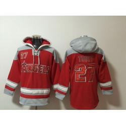 Men Los Angeles Angels 27 Mike Trout Stitched Red Hoodie