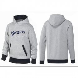 MLB Men Nike Milwaukee Brewers Pullover Hoodie GreyBlack