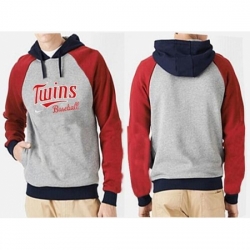 MLB Men Nike Minnesota Twins Pullover Hoodie GreyRed