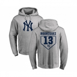 Men MLB Nike New York Yankees 13 Alex Rodriguez Gray RBI Pullover Hoodie