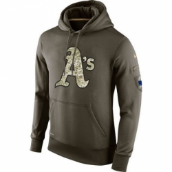 MLB Men Nike Oakland Athletics Nike Olive Salute To Service KO Performance Hoodie