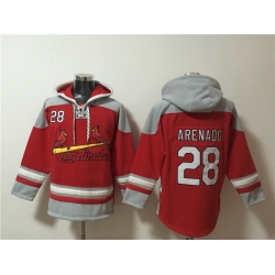 Men St Louis Cardinals 28 Nolan Arenado Ageless Must Have Lace Up Pullover Hoodie