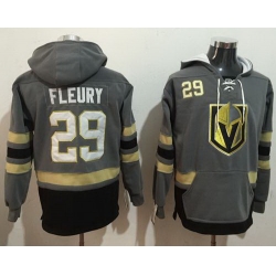 Men Vegas Golden Knights 29 Marc Andre Fleury Grey Name  26 Number Pullover NHL Hoodie