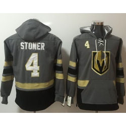 Men Vegas Golden Knights 4 Clayton Stoner Grey Name  26 Number Pullover NHL Hoodie