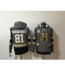 Men Vegas Golden Knights 81 Jonathan Marchessault Gray All Stitched Hooded Sweatshirt