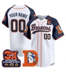 Men Denver Broncos Active Player Custom Navy Alternate 3X Super Bowl champions Patch Throwback Vapor Stitched Baseball Jersey