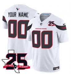 Men Houston Texans Active Player Custom White 2026 25th Anniversary Patch Vapor F U S E  Limited Stitched Jersey