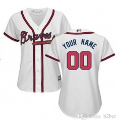 Men Women Youth All Size Atlanta Braves Cool Base Custom Jerseys White 3