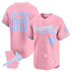 Men Women Youth Happy Paw Supply Custom Atlanta Braves Bubblegum Pink Vapor Premier Limited Jersey