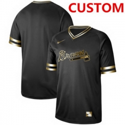 Men Women Youth Toddler All Size Atlanta Braves Customized Black Gold Flexbase Jersey