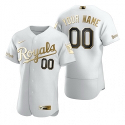 Men Women Youth Toddler All Size Kansas City Royals Custom Nike White Stitched MLB Flex Base Golden Edition Jersey