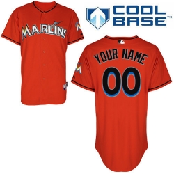 Men Women Youth All Size Miami Marlins Custom Cool Base Jersey Orange 3