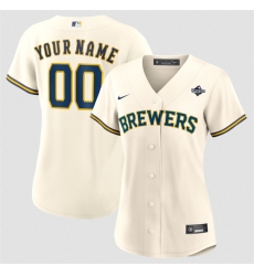 Women Milwaukee Brewers Active Player Custom Cream 2026 World Series Limited Stitched Baseball Jersey Women Milwaukee Brewers Active Player Custom Cream 2026 World Series Limited Stitched Baseball Jersey