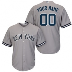 Men Women Youth All Size New York Yankees Majestic Gray Road Cool Base Custom Jersey II