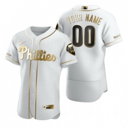 Men Women Youth Toddler All Size Philadelphia Phillies Custom Nike White Stitched MLB Flex Base Golden Edition Jersey