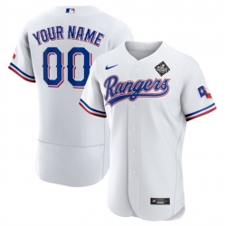 Men Texas Rangers Active Player Custom White 2023 World Series Flex Base Stitched Baseball Jersey