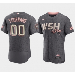 Men Women Youth  Washington Nationals Active Player Custom 2022 Grey City Connect Cherry Blossom Flex Base Stitched MLB jersey