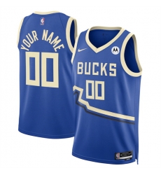 Men Milwaukee Bucks Active Player Custom Royal 2024 25 City Edition Stitched Basketball Jersey