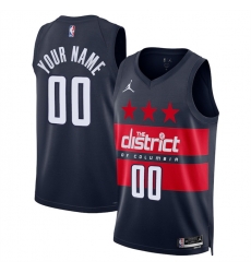 Men Washington Wizards Active Player Custom Navy 2024 25 Statement Edition Stitched Basketball Jersey