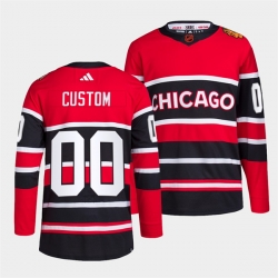 Men Women Youth Chicago Blackhawks Custom Red Black 2022 Reverse Retro Stitched Jersey