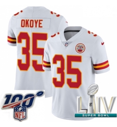 2020 Super Bowl LIV Youth Nike Kansas City Chiefs #35 Christian Okoye White Vapor Untouchable Limited Player NFL Jersey