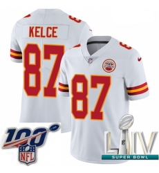 2020 Super Bowl LIV Youth Nike Kansas City Chiefs #87 Travis Kelce White Vapor Untouchable Limited Player NFL Jersey