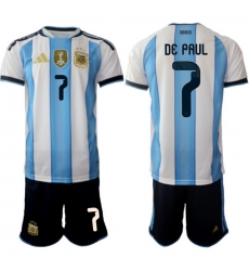 Argentina 2026 FIFA World Cup Soccer Jersey White #7 DE PAUL