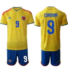Colombia 2026 FIFA World Cup Soccer Jersey Yellow #9 CORDOBA