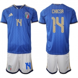Italy 2026 FIFA World Cup Soccer Jersey Blue #14 CHIESA