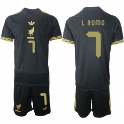 Men Mexico 2025 Soccer Jerseys BlackGold #7 L.ROMO