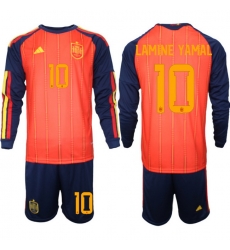 Spain 2026 FIFA World Cup Soccer Jersey Red LONG #10 LAMINE YAMAL