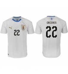 Uruguay #22 Caceres Home Soccer Country Jersey