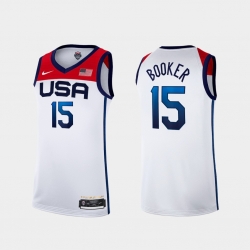 Men's USA Team Devin Booker Home White 2021 Tokyo Olympics Jersey II