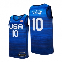 Men's USA Team Jayson Tatum Away Blue 2021 Tokyo Olympics Jersey II