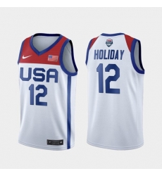 Men's USA Team Jrue Holiday Home White 2021 Tokyo Olympics Jersey