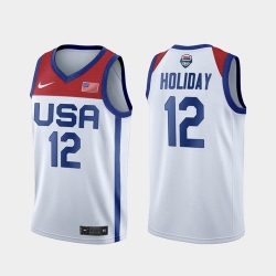 Men's USA Team Jrue Holiday Home White 2021 Tokyo Olympics Jersey