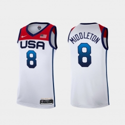 Men's USA Team Khris Middleton Home White 2021 Tokyo Olympics Jersey II