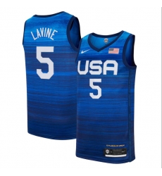 Men's USA Team Zach LaVine Away Blue 2021 Tokyo Olympics Jersey II