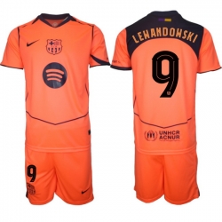 Men FC Barcelona 2026 Soccer Jerseys Orange #9 LEWANDOWSKI (2)